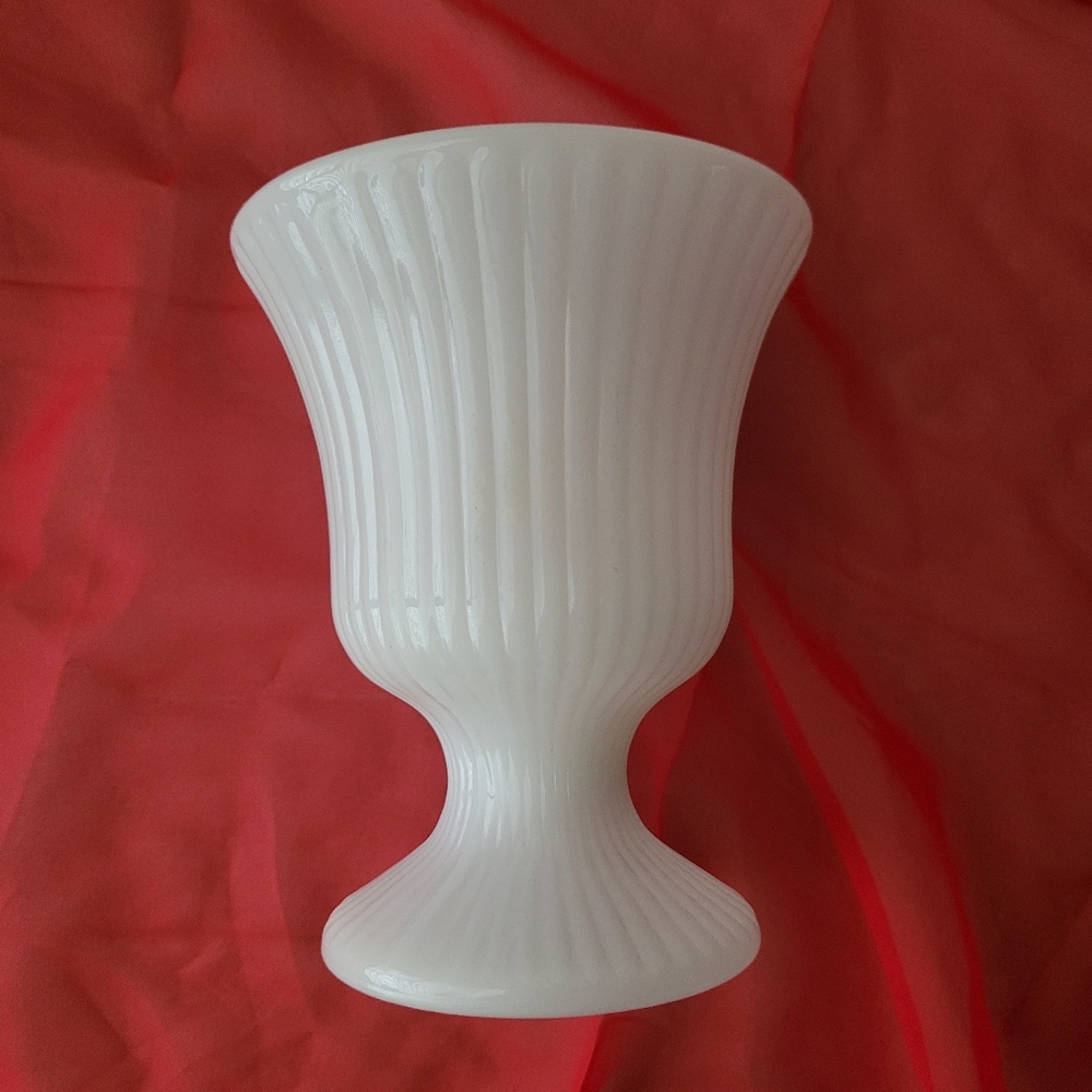 Vintage E.O. Brody Milk Glass Pedestal Vase ~ M7000 ~ Cleveland, OH ~ 1960s